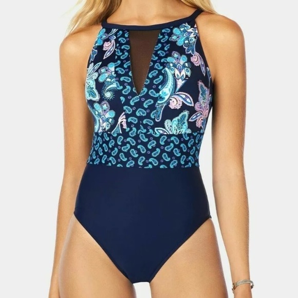 SWIM Solutions High Neck Mesh One Piece Swimsuit - Picture 1 of 7